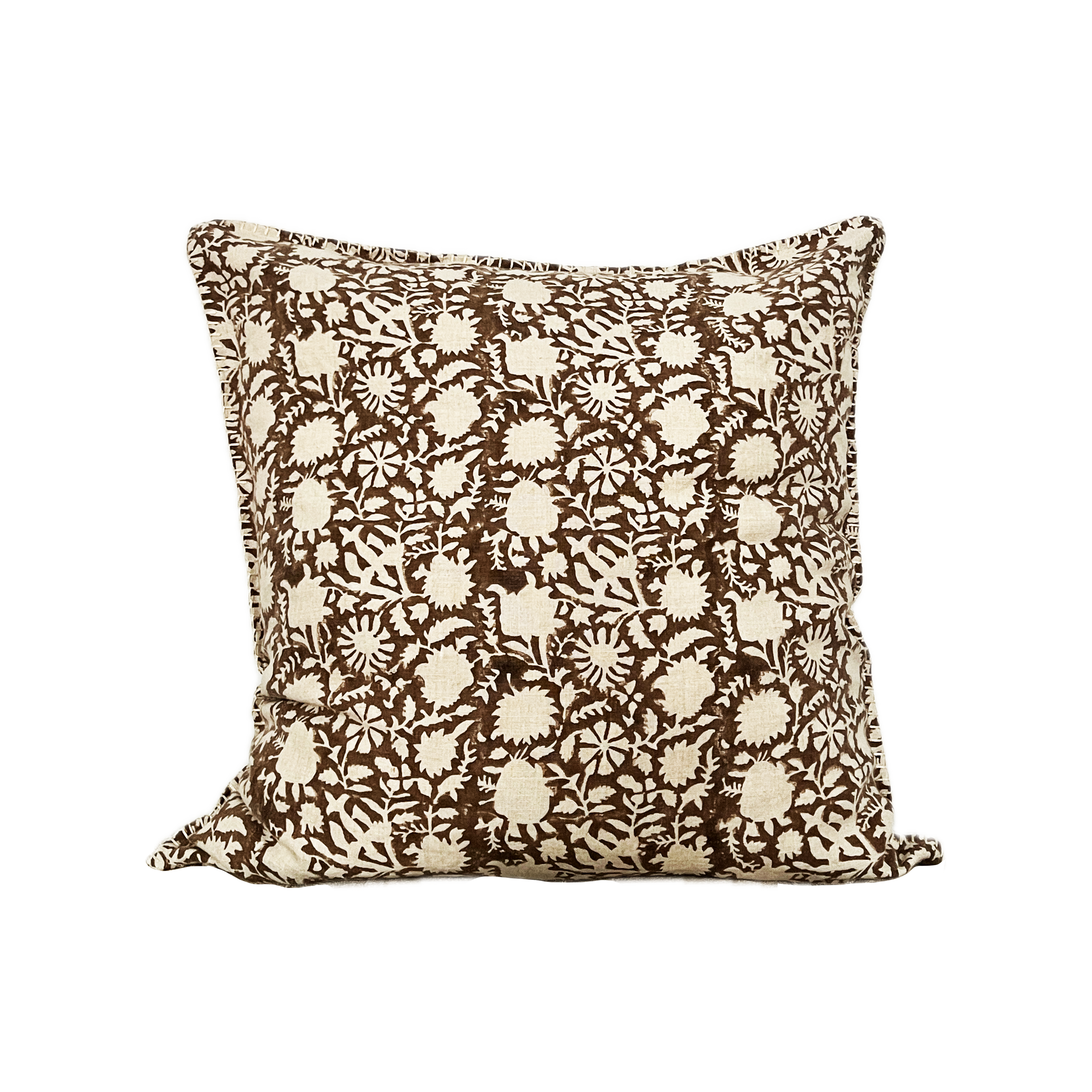 ROMI block printed linen pillow cover