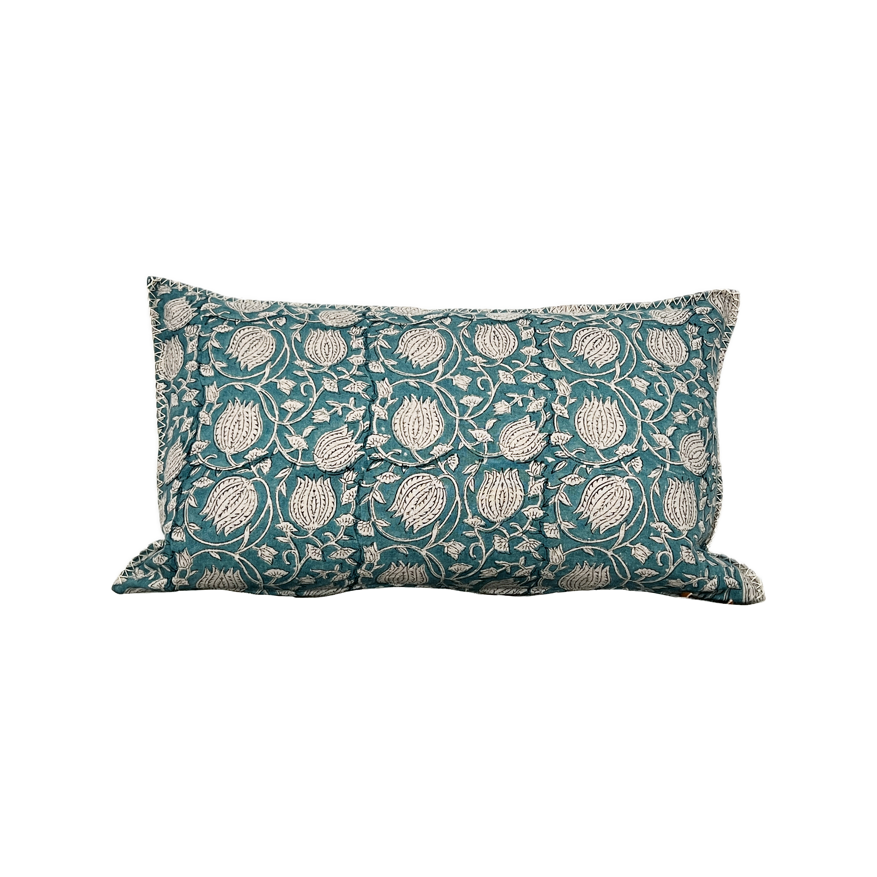 POPPY block printed linen pillow cover