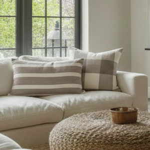 LUCIE plaid linen pillow cover