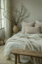 Rustic Bedroom with Linen Pillows